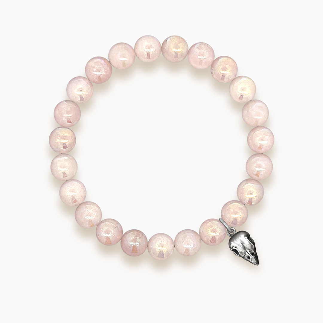 Gemstone Stacker Bracelet With Sparrow Skull