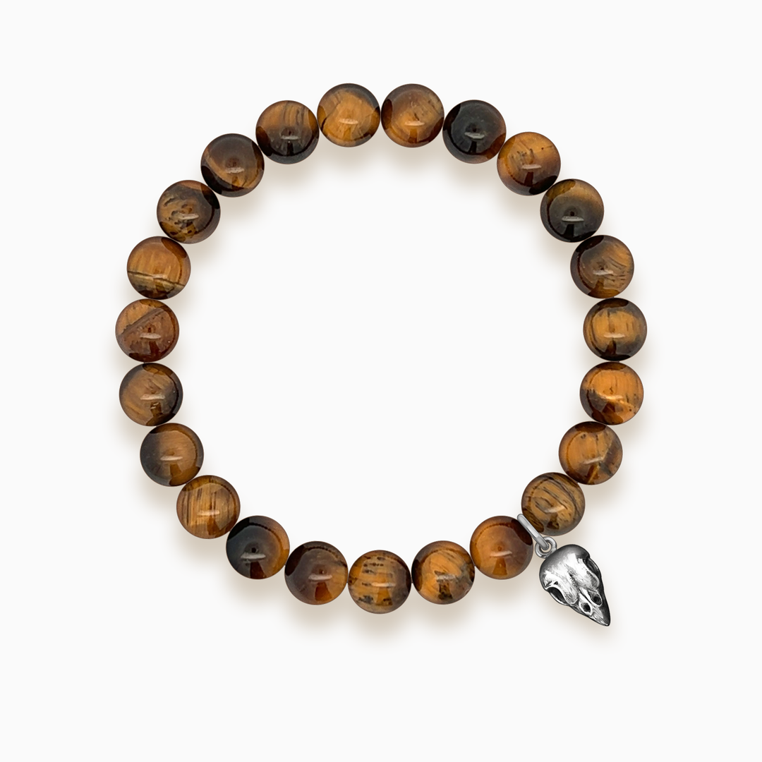 Gemstone Stacker Bracelet With Sparrow Skull