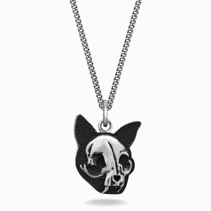 Sterling Silver Felis Mortem Flat Cat Skull Charm