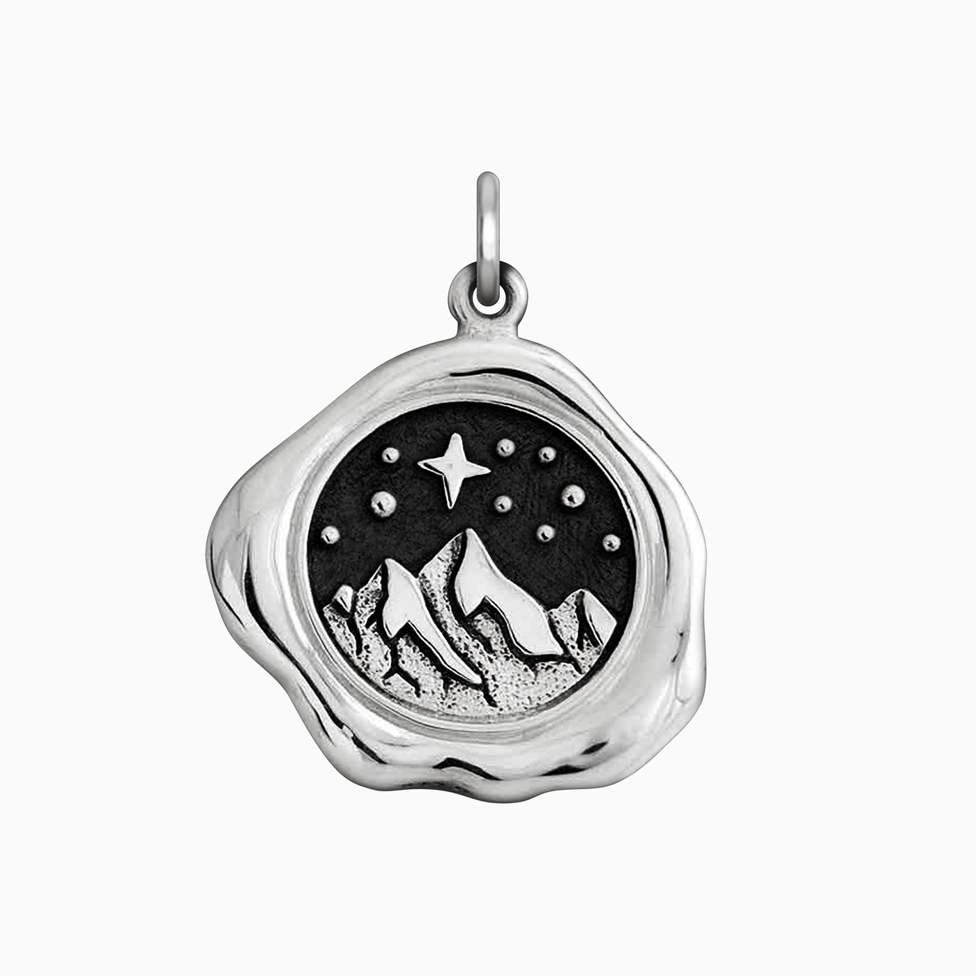 Sterling Silver Mountain Wax Seal Charm 23x19mm