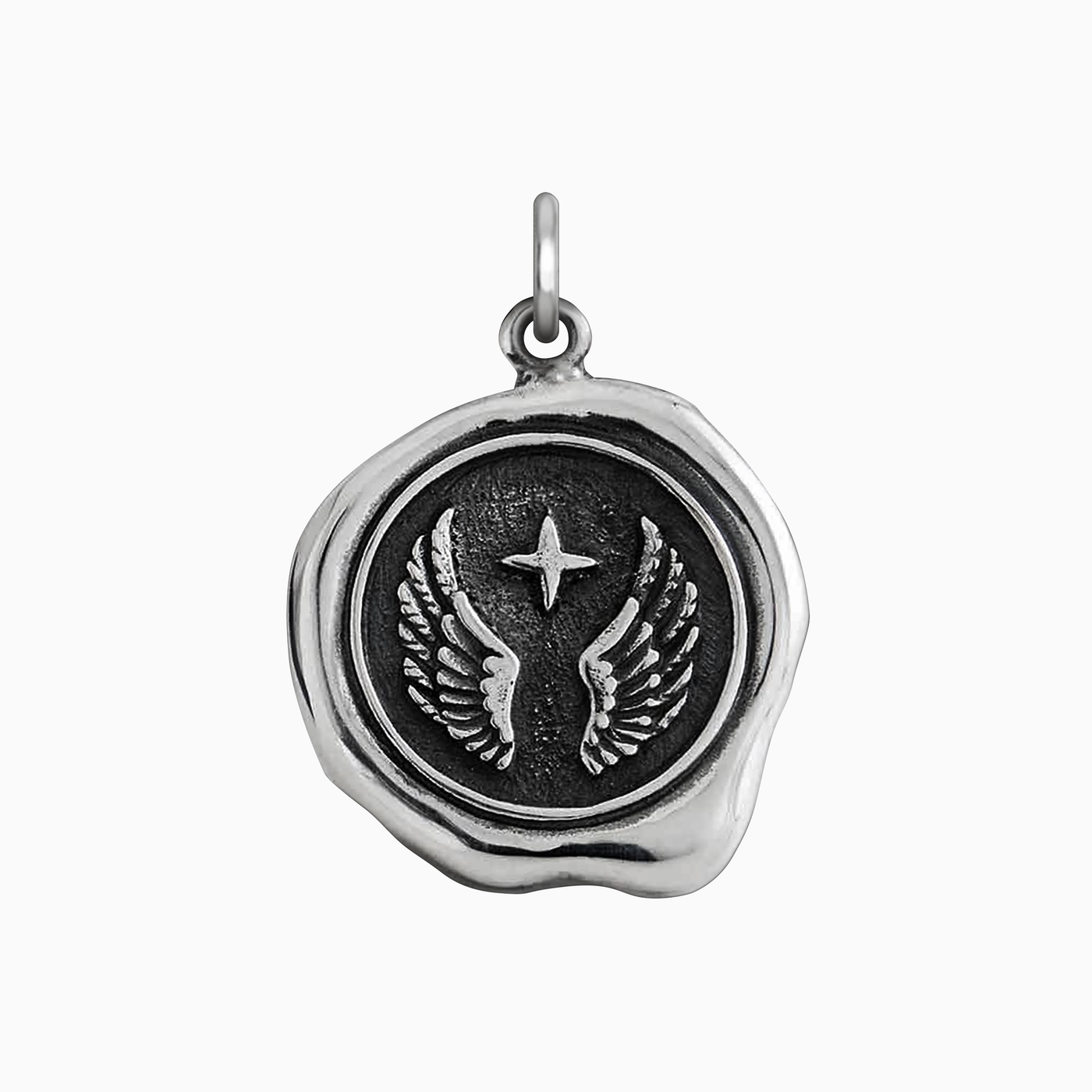 Sterling Silver Wings Wax Seal Charm 23x17mm