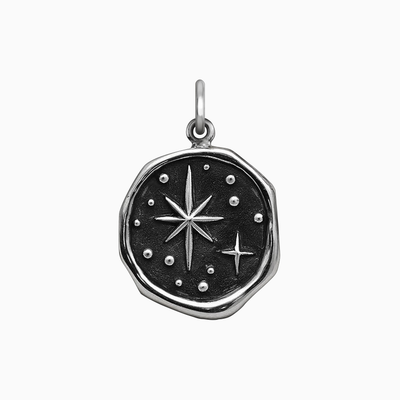 Sterling Silver Wax Seal North Star Charm 22x15mm