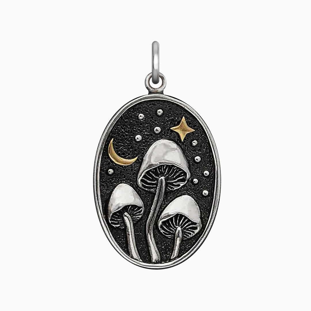 Sterling Silver Mushrooms Under Moonlight