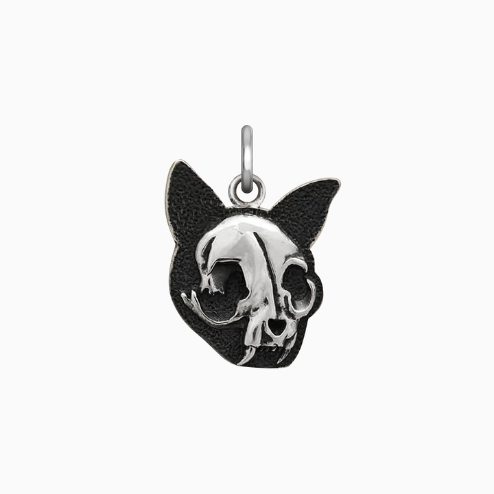 Sterling Silver Felis Mortem Flat Cat Skull Charm