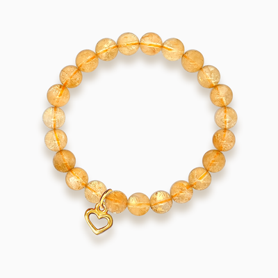 Gemstone Stacker Bracelet With Gold Plated Heart Charm