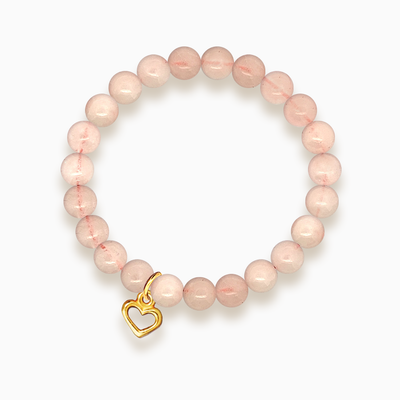 Gemstone Stacker Bracelet With Gold Plated Heart Charm