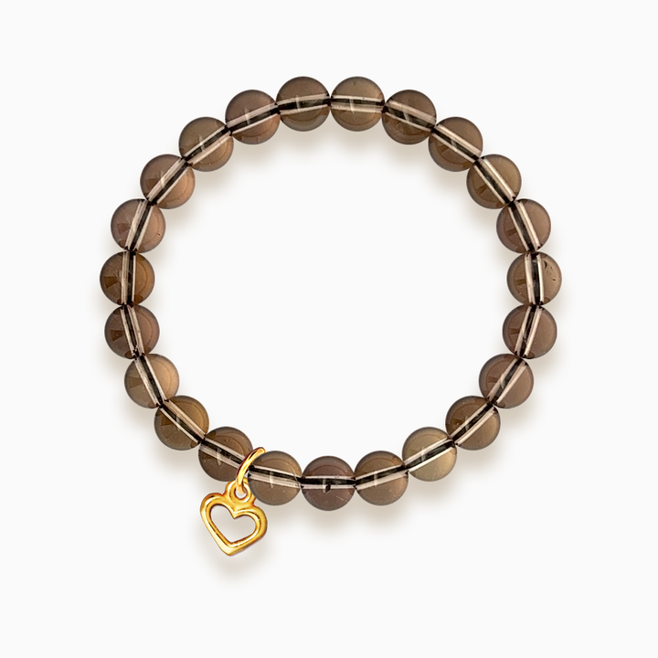 Gemstone Stacker Bracelet With Gold Plated Heart Charm