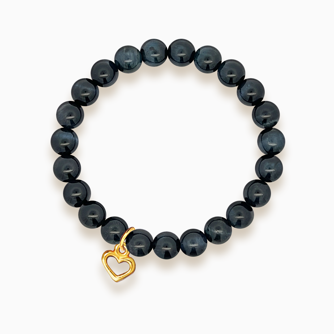 Gemstone Stacker Bracelet With Gold Plated Heart Charm