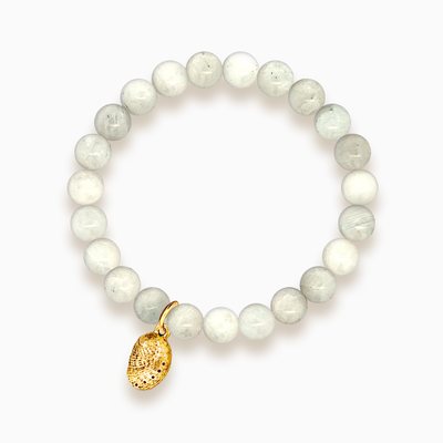 Gemstone Stacker Bracelet With Gold Plated Abalone Charm