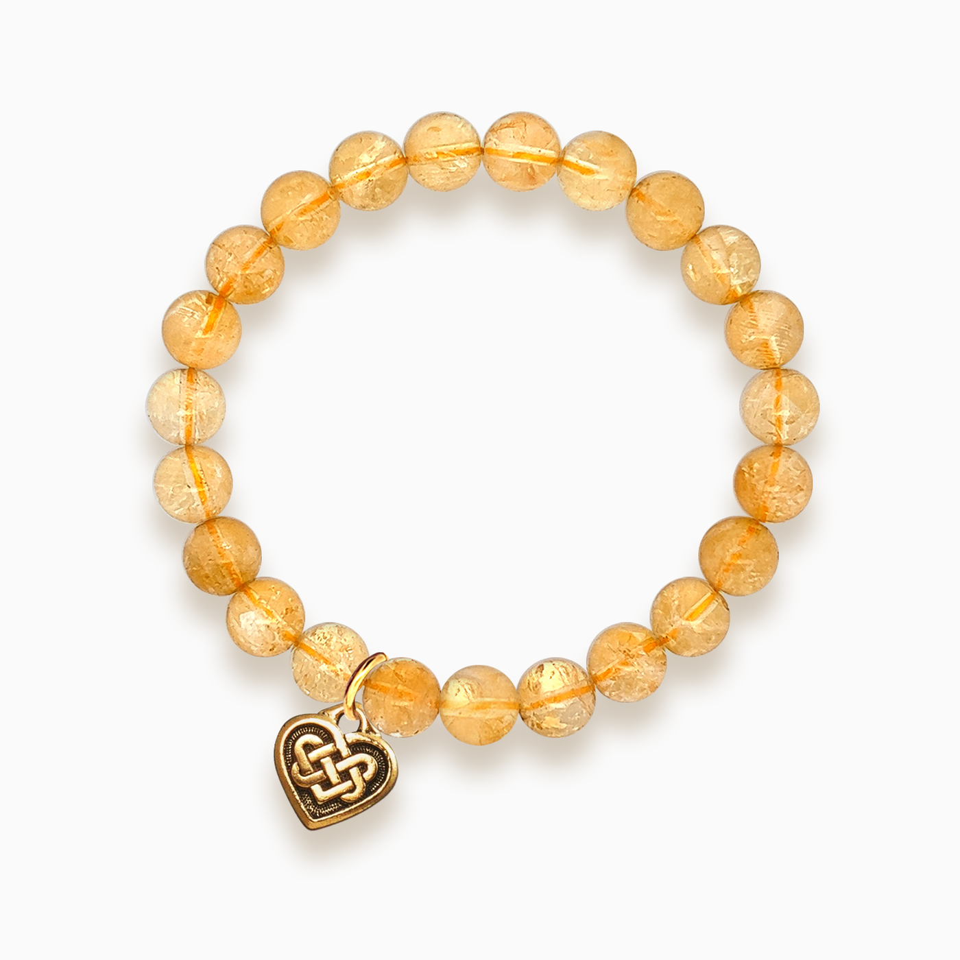 Gemstone Stacker Bracelet With Gold Plated Celtic Heart Charm