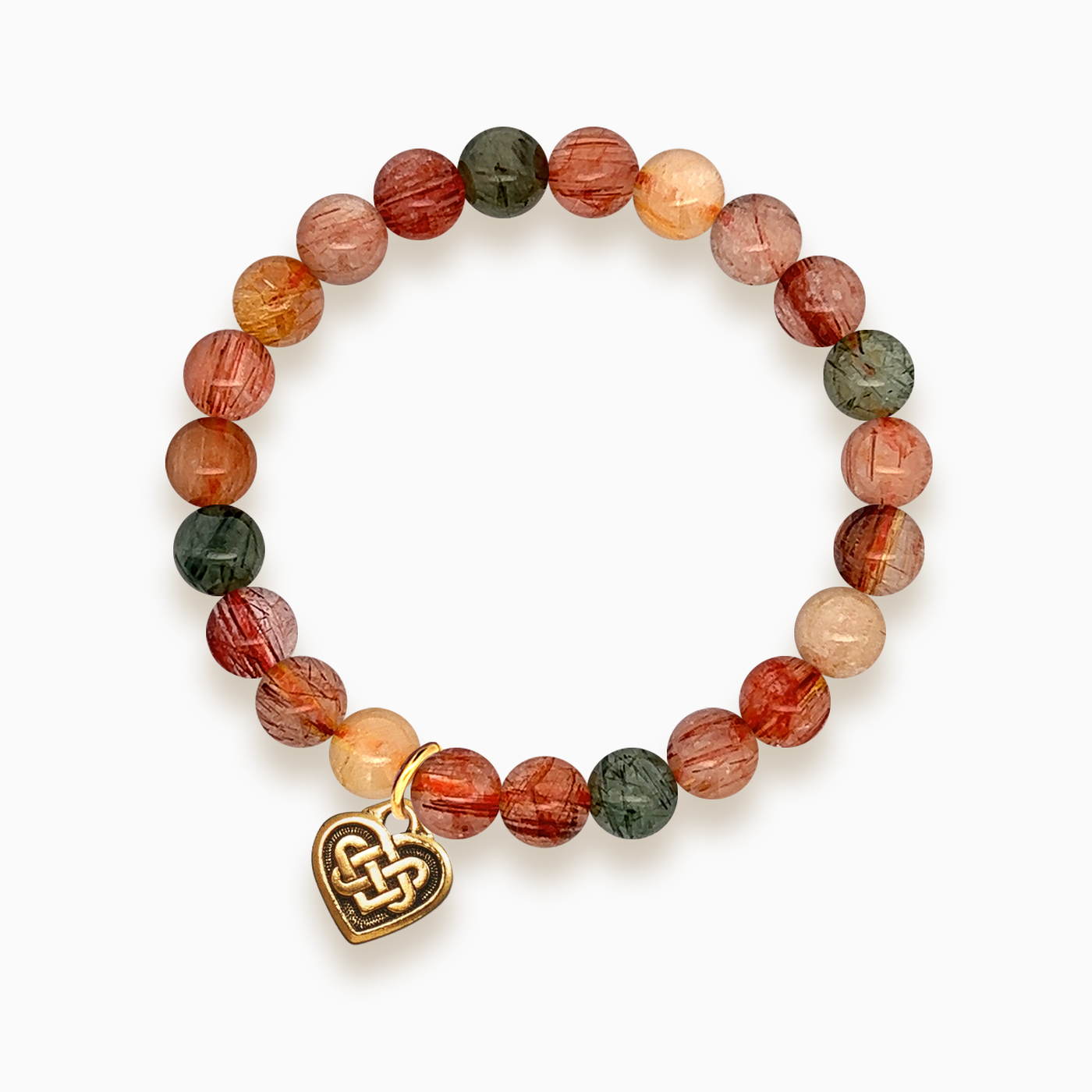 Gemstone Stacker Bracelet With Gold Plated Celtic Heart Charm