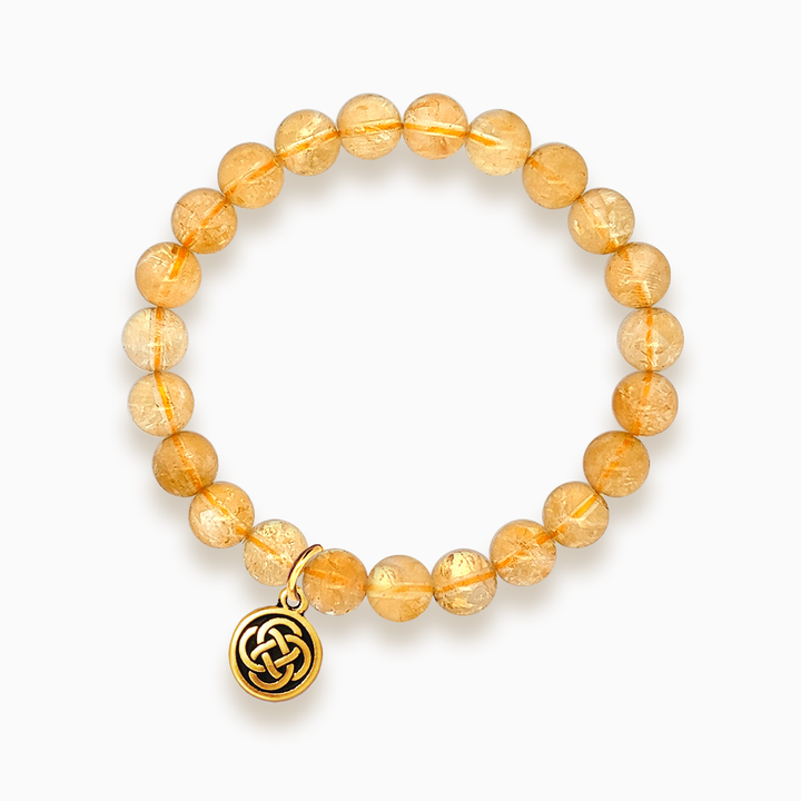 Gemstone Stacker Bracelet With Gold Plated Celtic Knot Charm