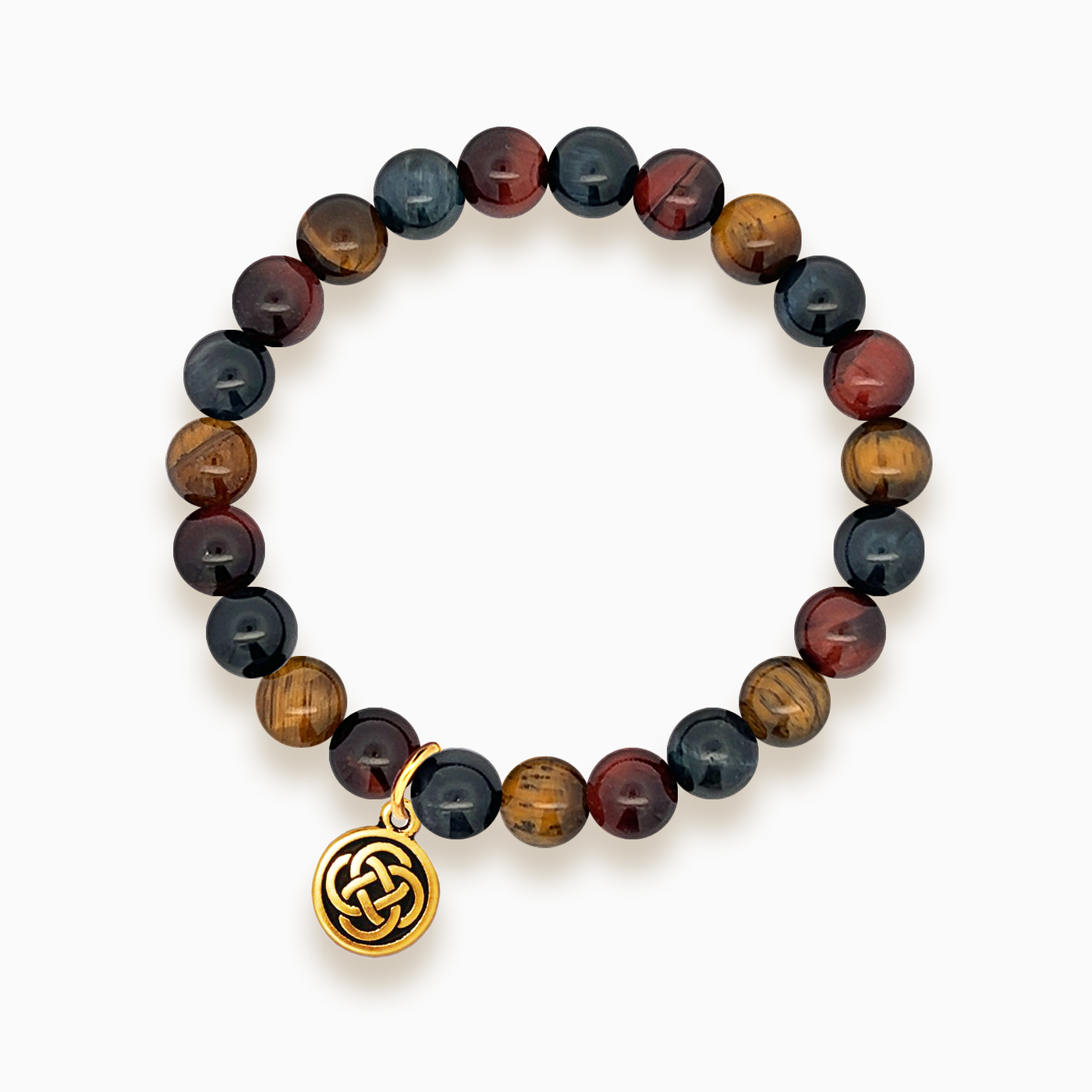 Gemstone Stacker Bracelet With Gold Plated Celtic Knot Charm