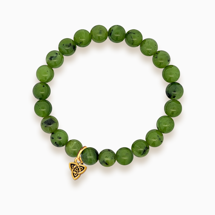 Gemstone Stacker Bracelet With Gold Plated Celtic Triad Charm