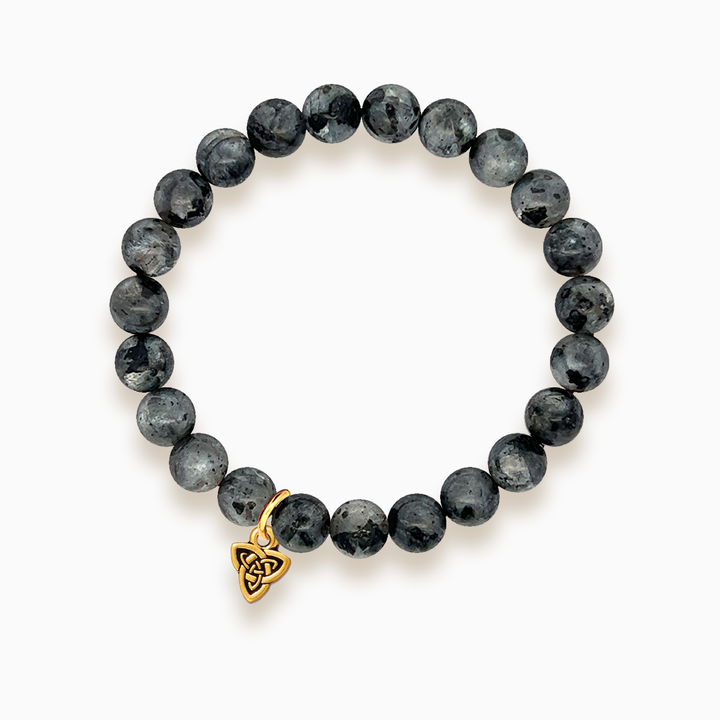 Gemstone Stacker Bracelet With Gold Plated Celtic Triad Charm