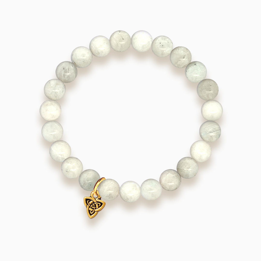 Gemstone Stacker Bracelet With Gold Plated Celtic Triad Charm