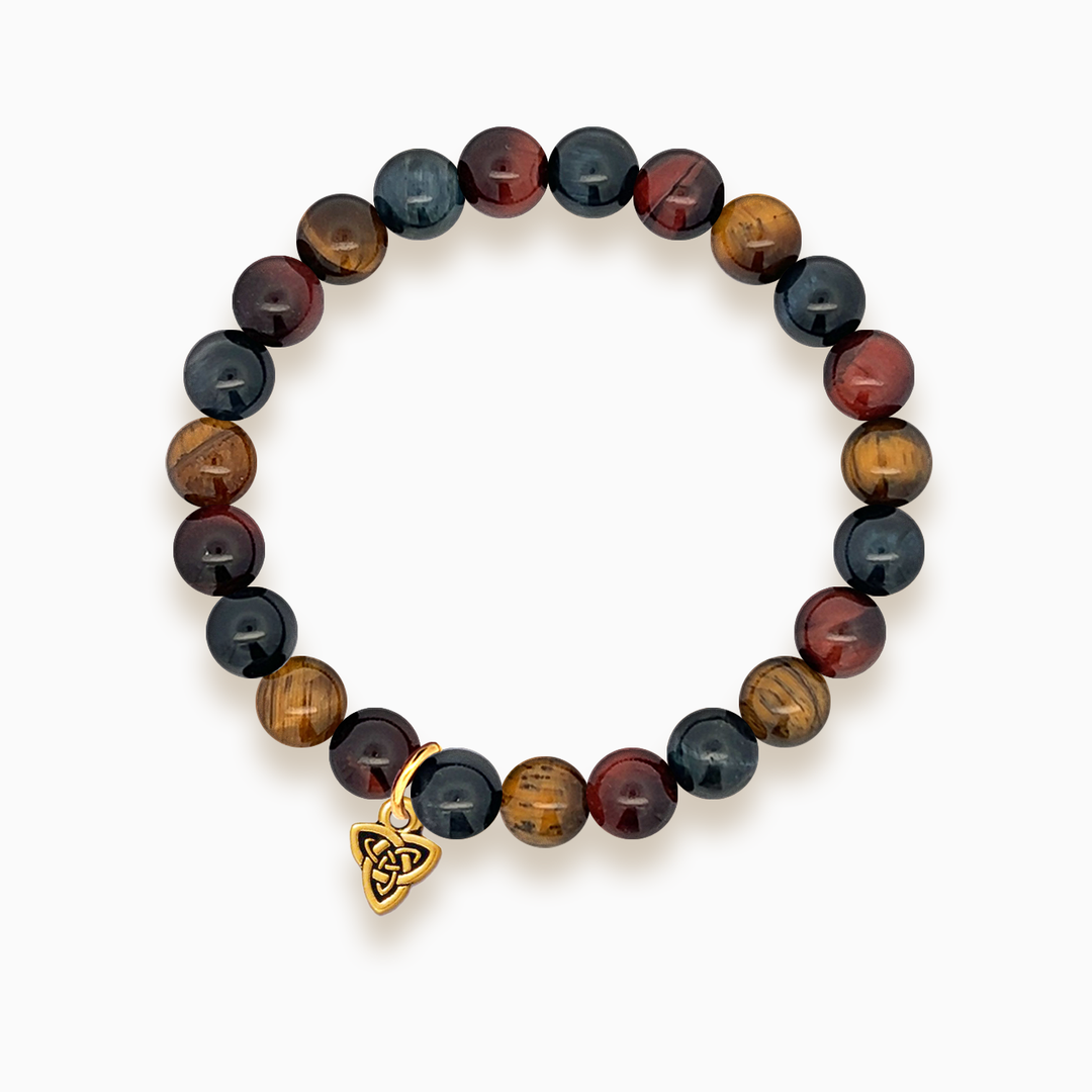 Gemstone Stacker Bracelet With Gold Plated Celtic Triad Charm