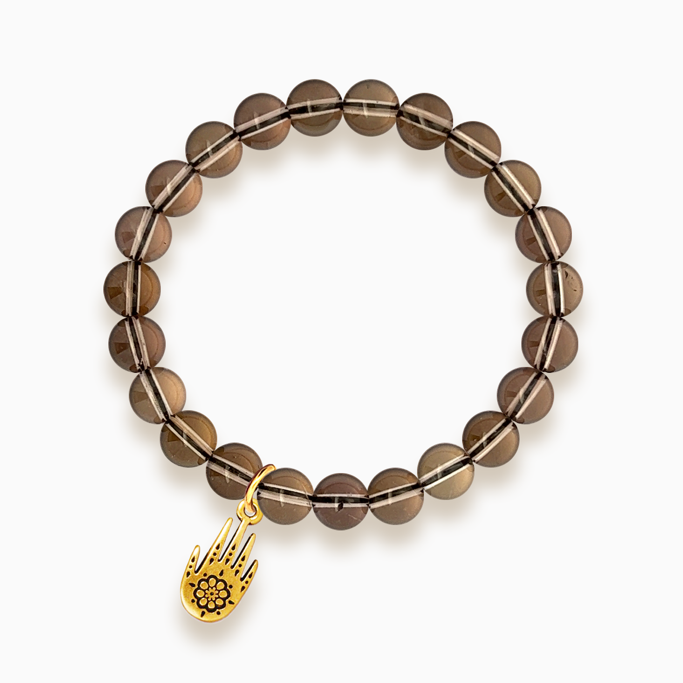 Gemstone Stacker Bracelet With Gold Plated Hamsa Hand Charm