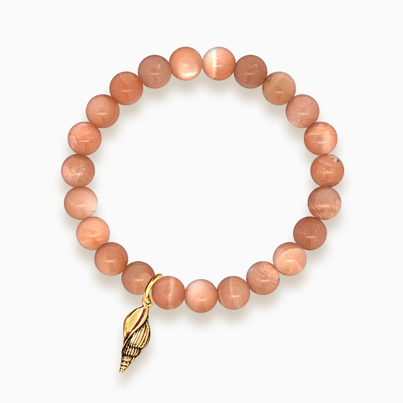 Gemstone Stacker Bracelet With Gold Plated Spiral Shell Charm