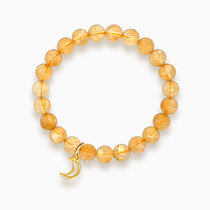 Gemstone Stacker Bracelet With Gold Plated Moon Charm