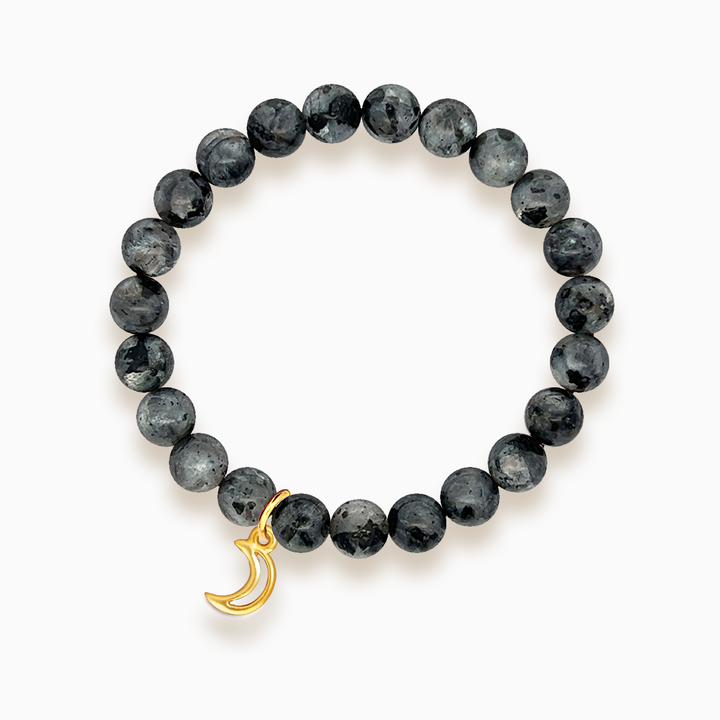 Gemstone Stacker Bracelet With Gold Plated Moon Charm