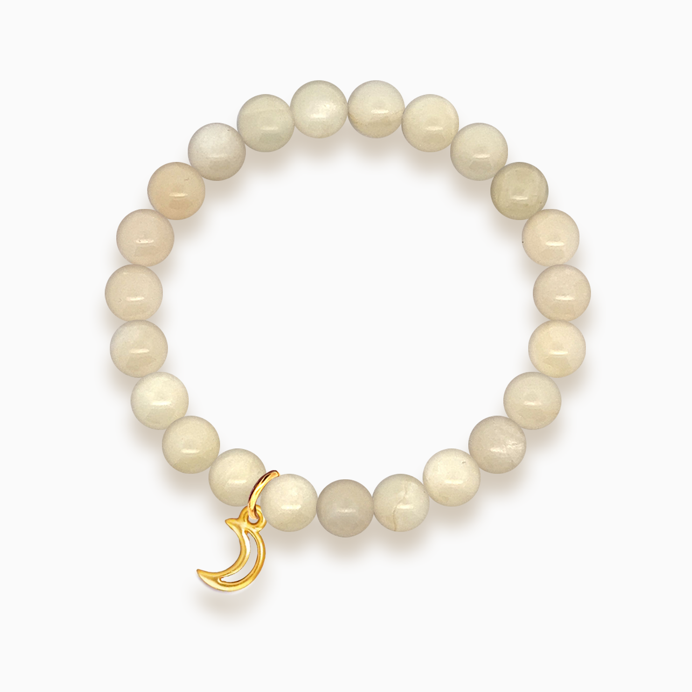 Gemstone Stacker Bracelet With Gold Plated Moon Charm