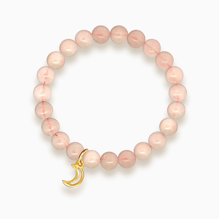 Gemstone Stacker Bracelet With Gold Plated Moon Charm