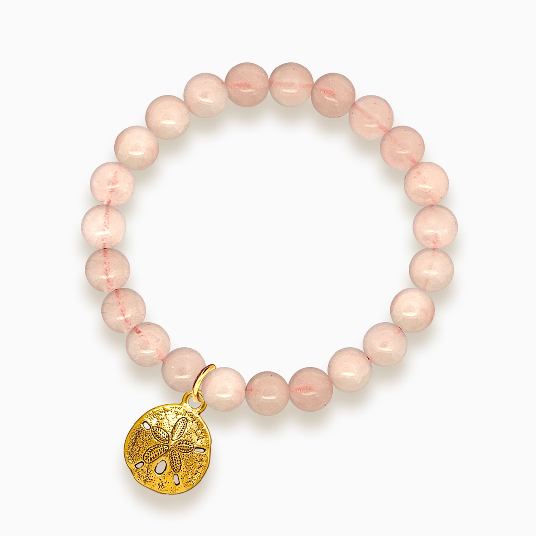 Gemstone Stacker Bracelet With Gold Plated Sand Dollar Charm