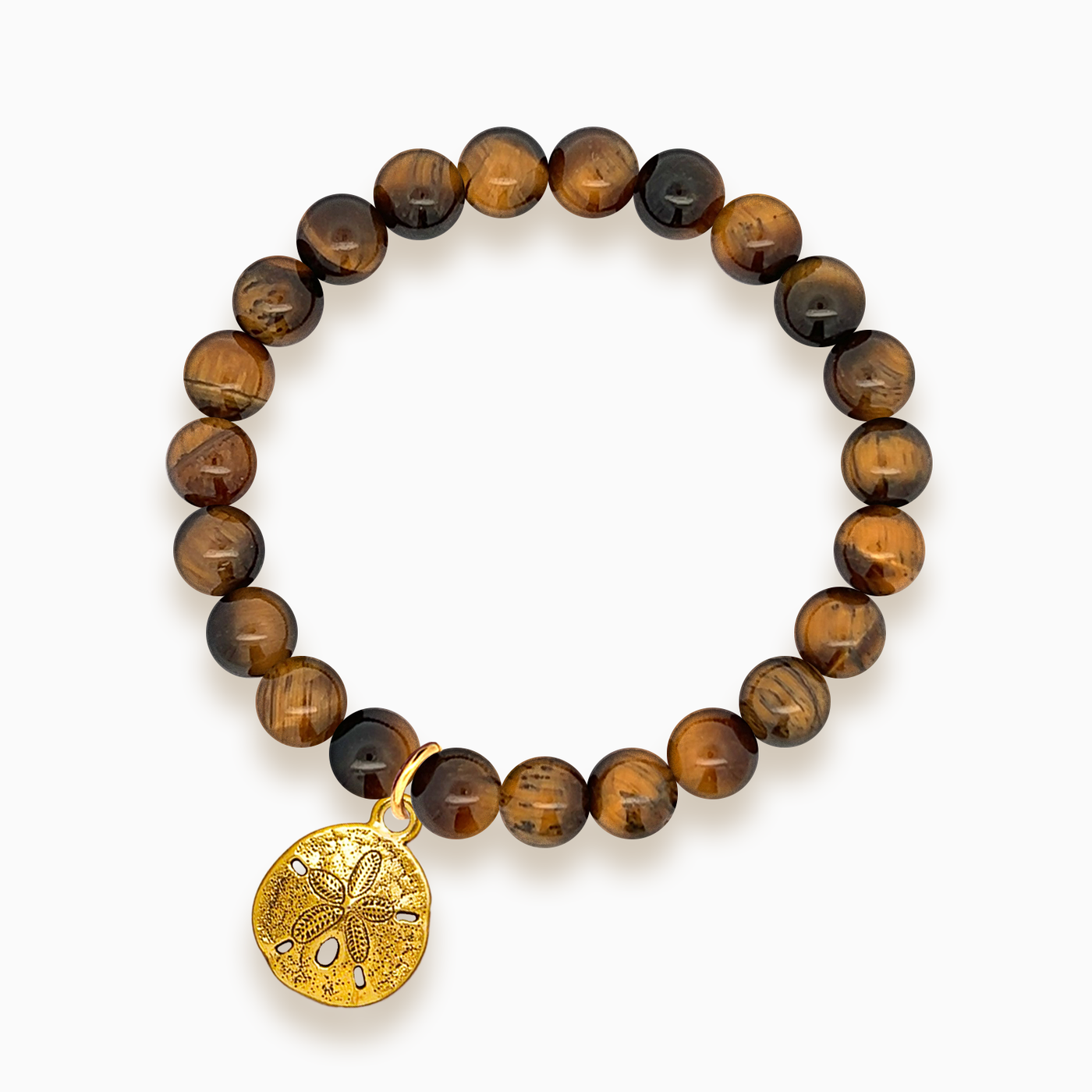 Gemstone Stacker Bracelet With Gold Plated Sand Dollar Charm