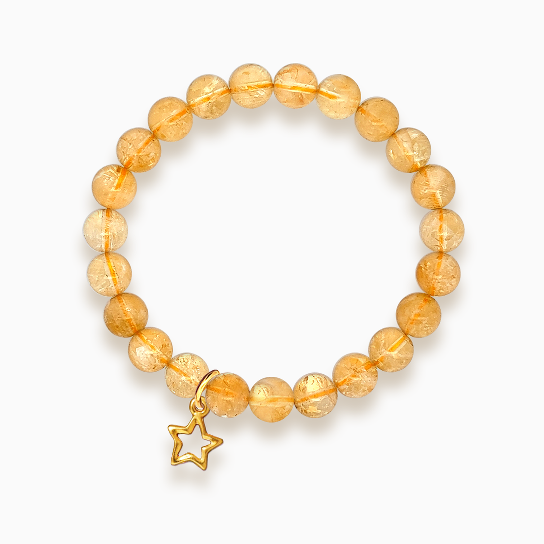 Gemstone Stacker Bracelet With Gold Plated Star Charm