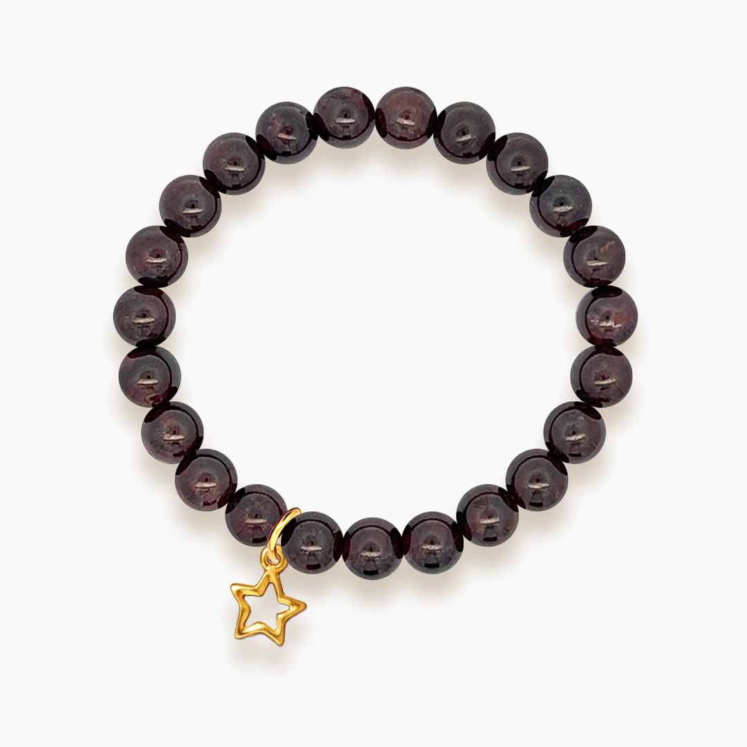 Gemstone Stacker Bracelet With Gold Plated Star Charm