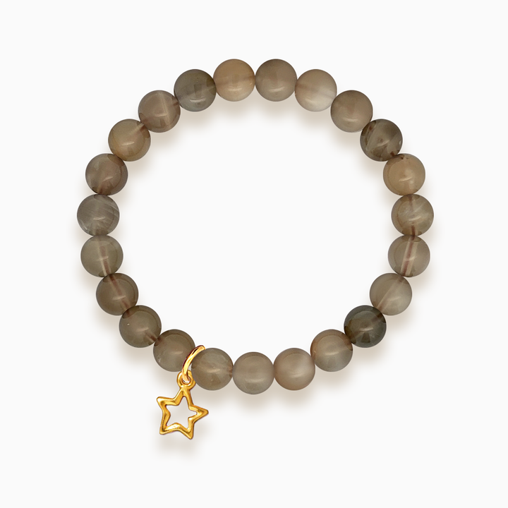 Gemstone Stacker Bracelet With Gold Plated Star Charm