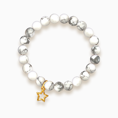 Gemstone Stacker Bracelet With Gold Plated Star Charm