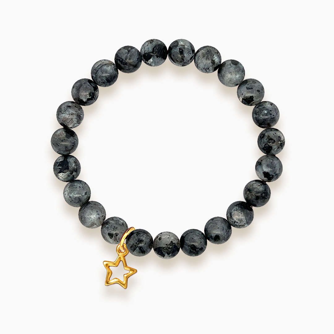 Gemstone Stacker Bracelet With Gold Plated Star Charm