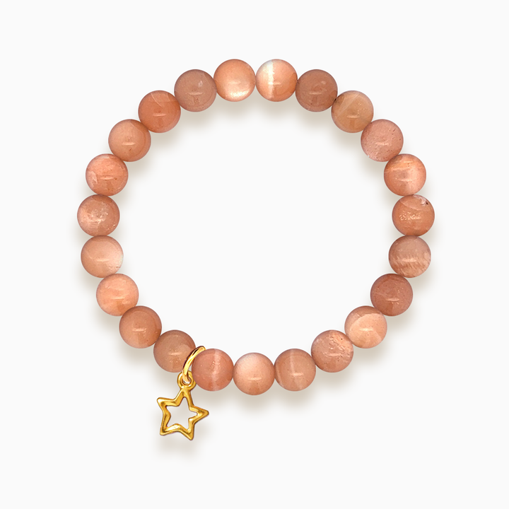 Gemstone Stacker Bracelet With Gold Plated Star Charm