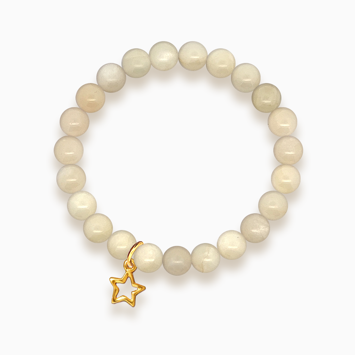 Gemstone Stacker Bracelet With Gold Plated Star Charm