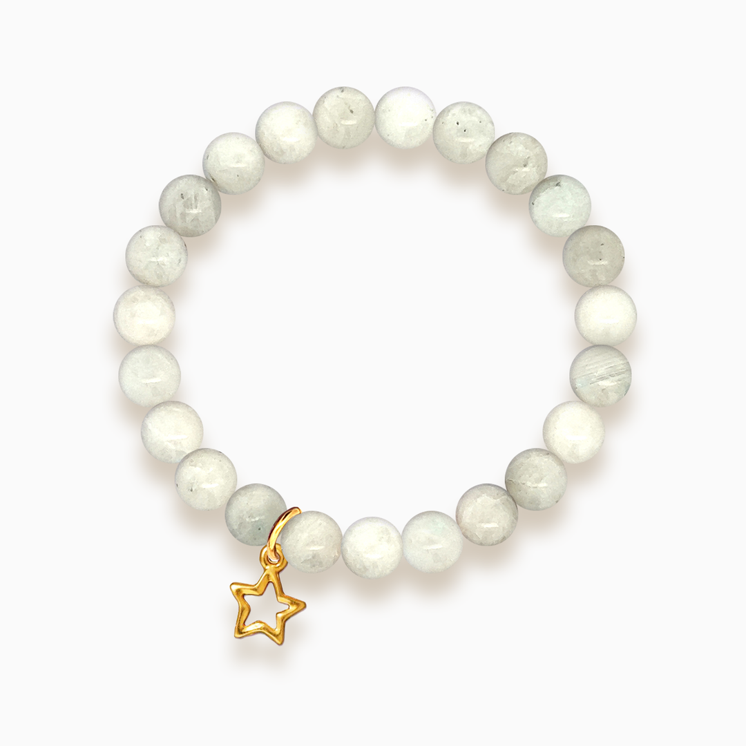 Gemstone Stacker Bracelet With Gold Plated Star Charm