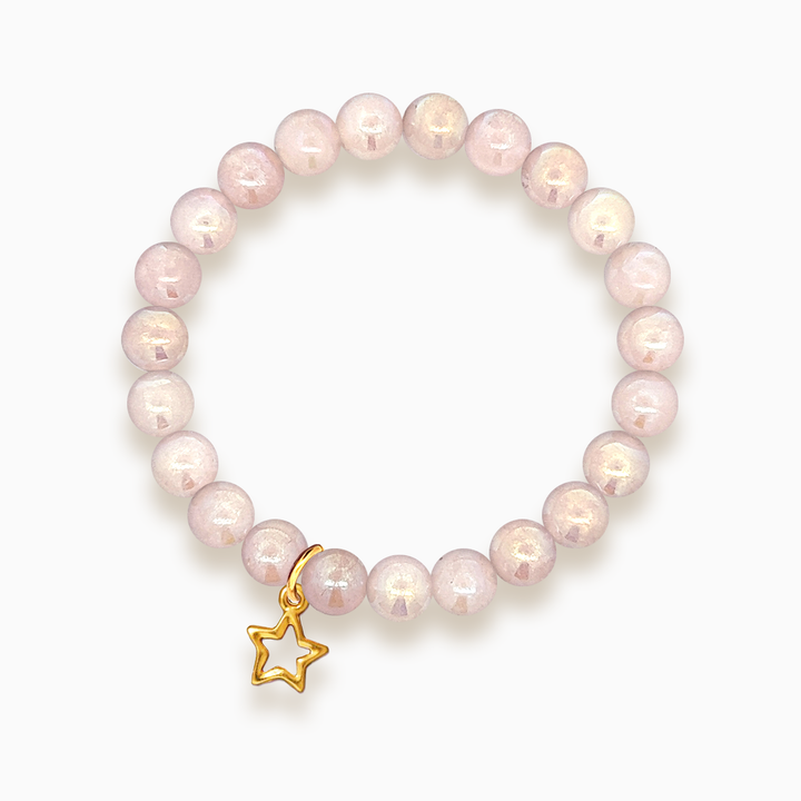 Gemstone Stacker Bracelet With Gold Plated Star Charm