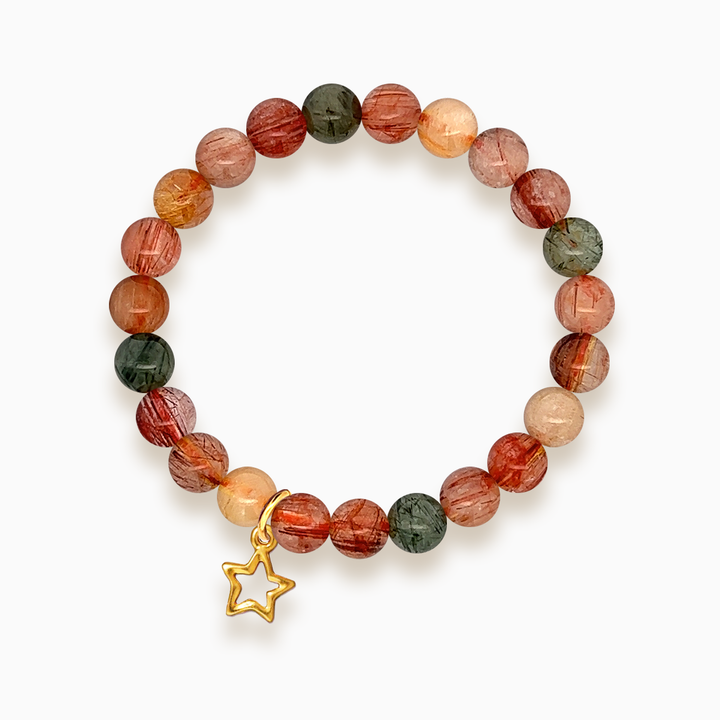 Gemstone Stacker Bracelet With Gold Plated Star Charm