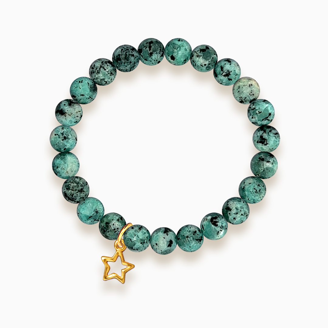 Gemstone Stacker Bracelet With Gold Plated Star Charm