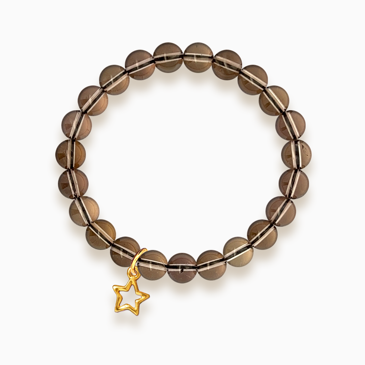 Gemstone Stacker Bracelet With Gold Plated Star Charm