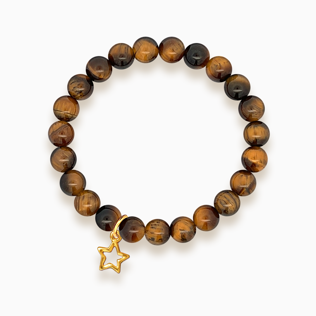 Gemstone Stacker Bracelet With Gold Plated Star Charm