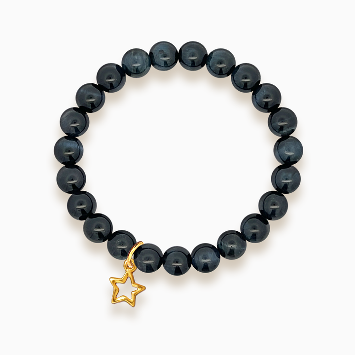 Gemstone Stacker Bracelet With Gold Plated Star Charm