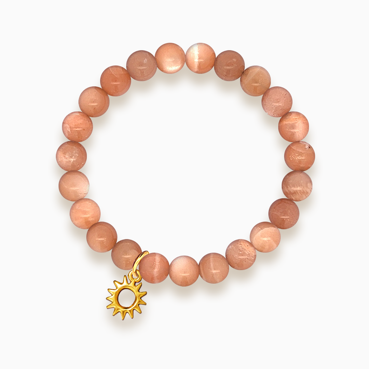 Gemstone Stacker Bracelet With Gold Plated Sun Charm