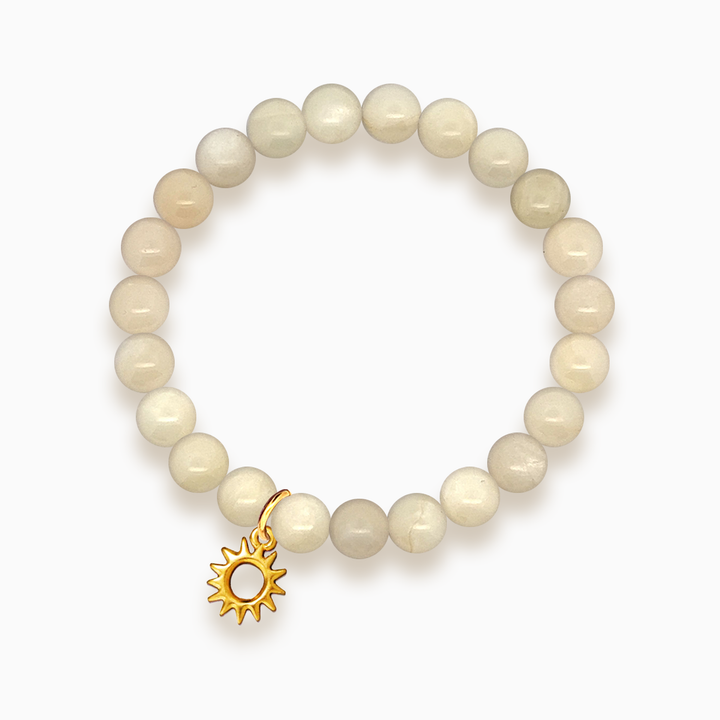 Gemstone Stacker Bracelet With Gold Plated Sun Charm