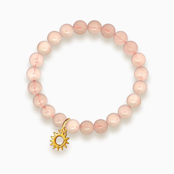 Gemstone Stacker Bracelet With Gold Plated Sun Charm