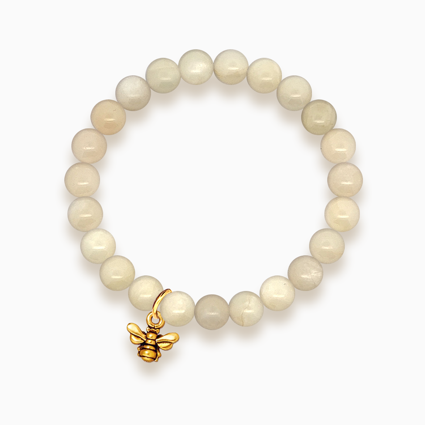 Gemstone Stacker Bracelet With Gold Plated Small Bee Charm