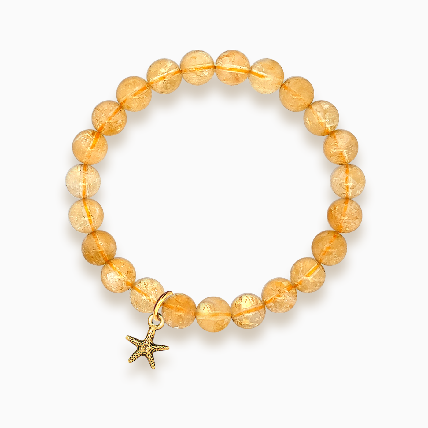 Gemstone Stacker Bracelet With Gold Plated Tiny Starfish Charm