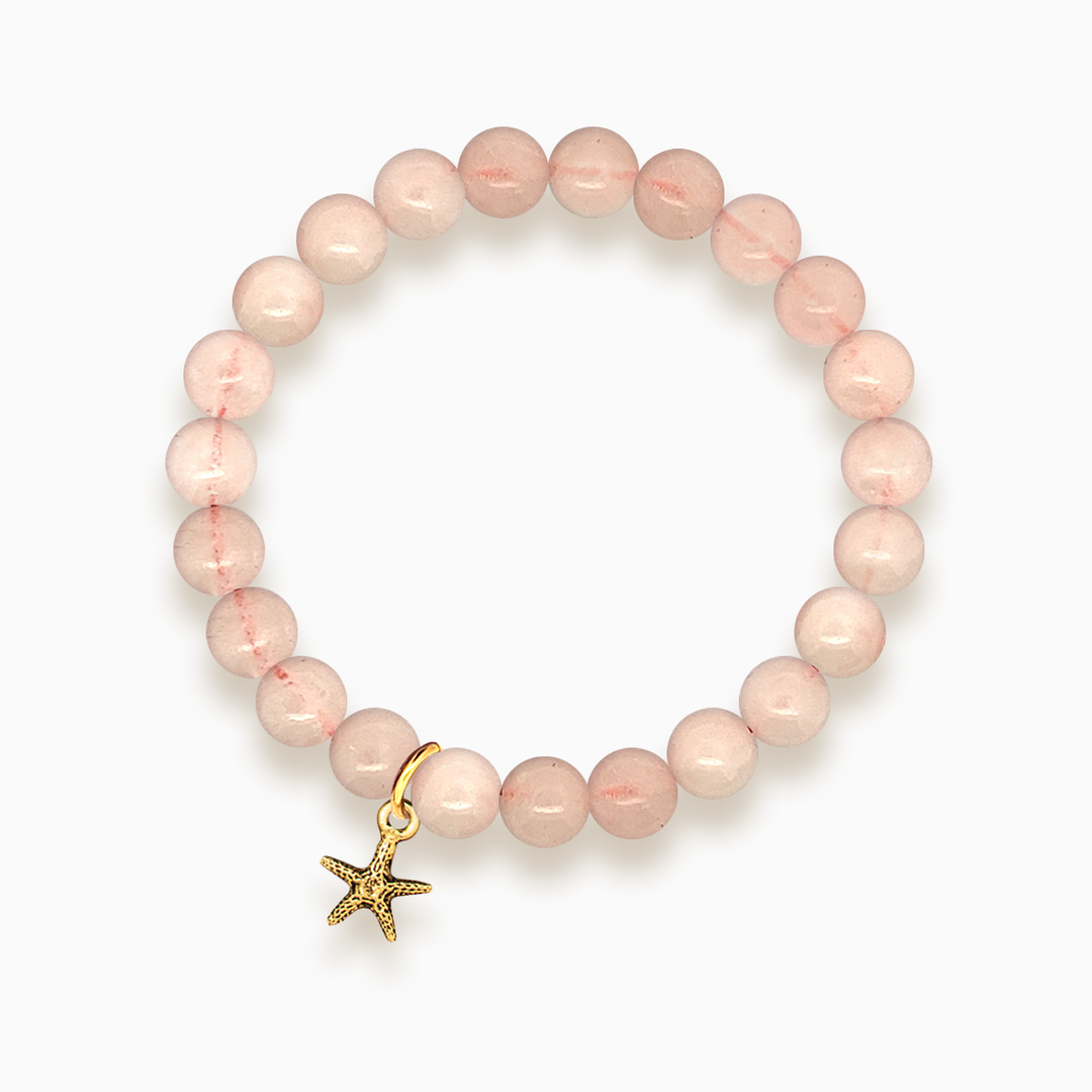 Gemstone Stacker Bracelet With Gold Plated Tiny Starfish Charm