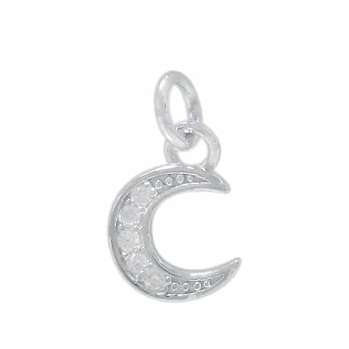 Sterling Silver Moon CZ Charm